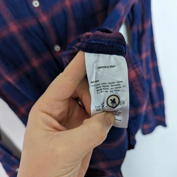 CAFÉ DU CYCLISTE Cote d'Azur Amanda Men XL Cotton Button Up Shirt Flannel Plaid - Picture 14 of 16